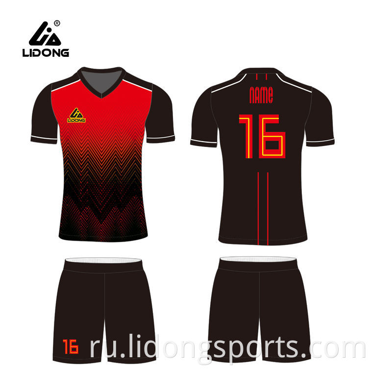 Команда Custom Mens Club Black and Red V Seck Footbalt Footbort Jersey Оптовая футбольная одежда молодежь черная футбольная форма для детей